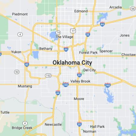 Map of Lawn OKC service areas.